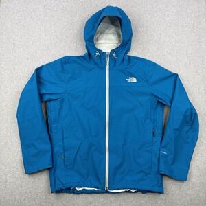 The North Face Jacket Mens Large Blue Striped DryVent Rain Hooded Windbreaker